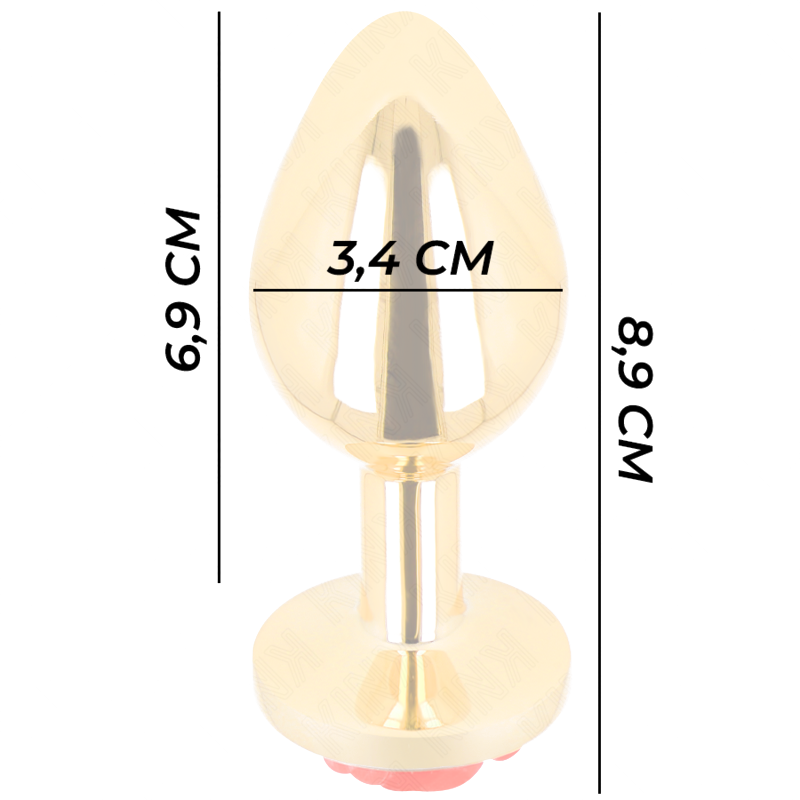 Plug Anal Dorado Rosa Roja Talla M