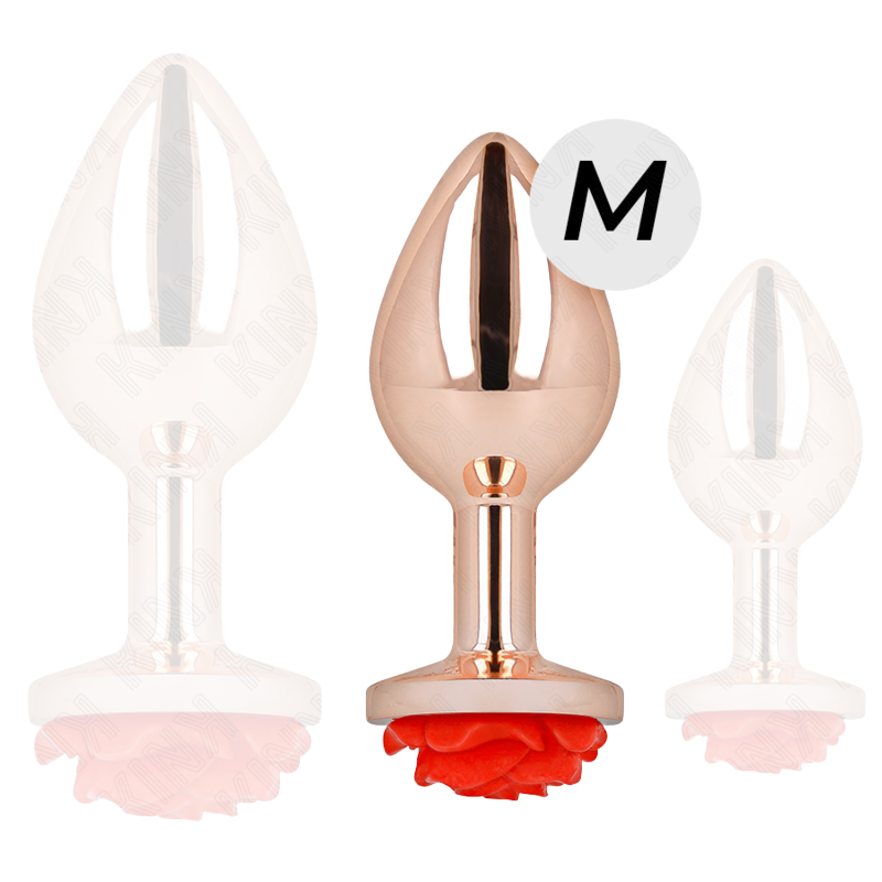 Plug Anal Oro Rosado Rosa Roja Talla M