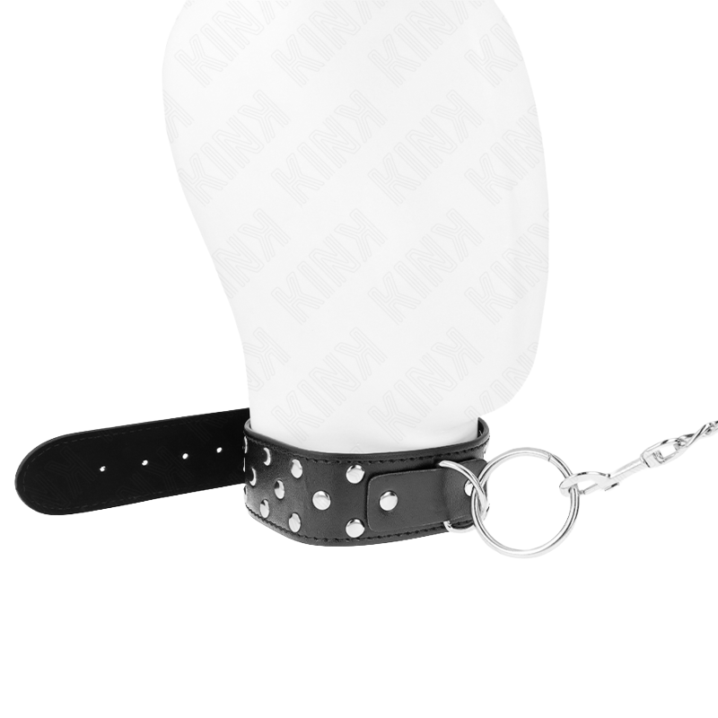 Collar con Correa Negro Remache Anilla