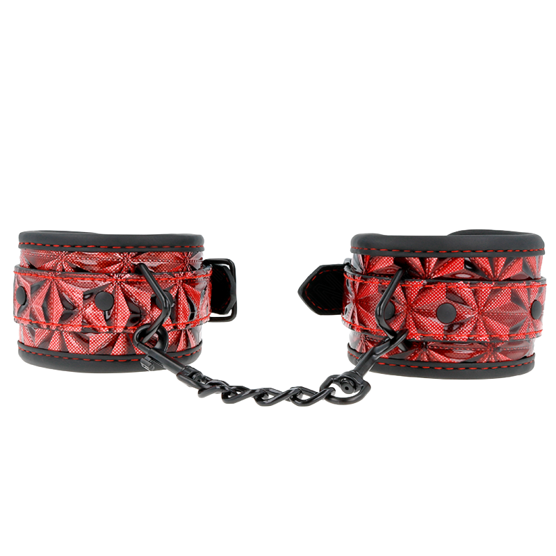 Muñequeras con Patrón de Diamantes Rojo Oscuro