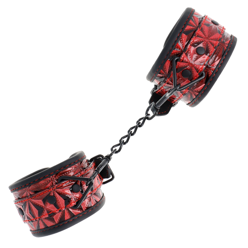Muñequeras con Patrón de Diamantes Rojo Oscuro