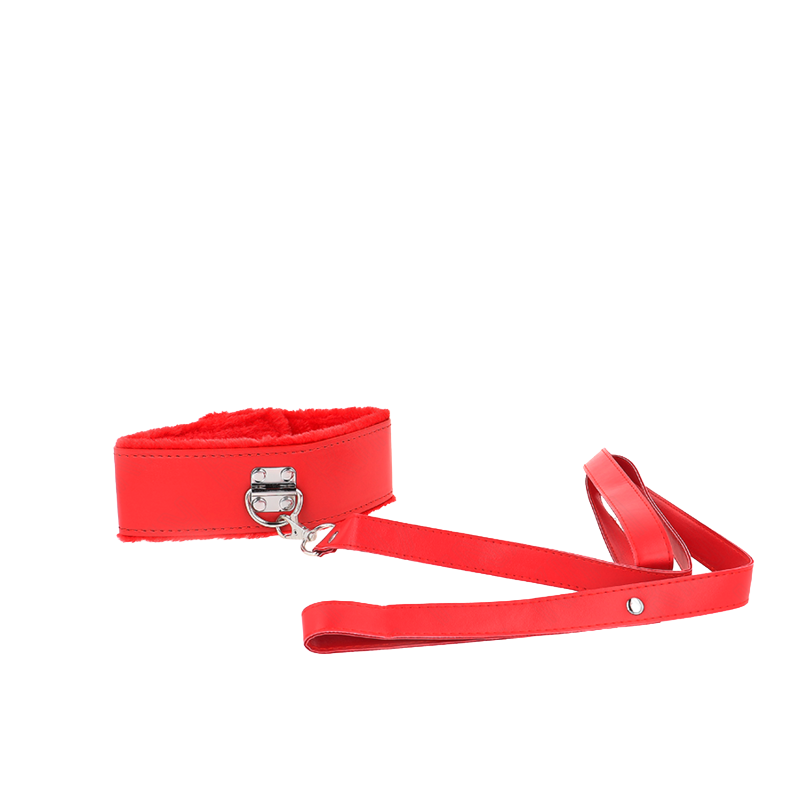 Collar con Correa con Tachuelas Plateadas Modelo 4 Rojo
