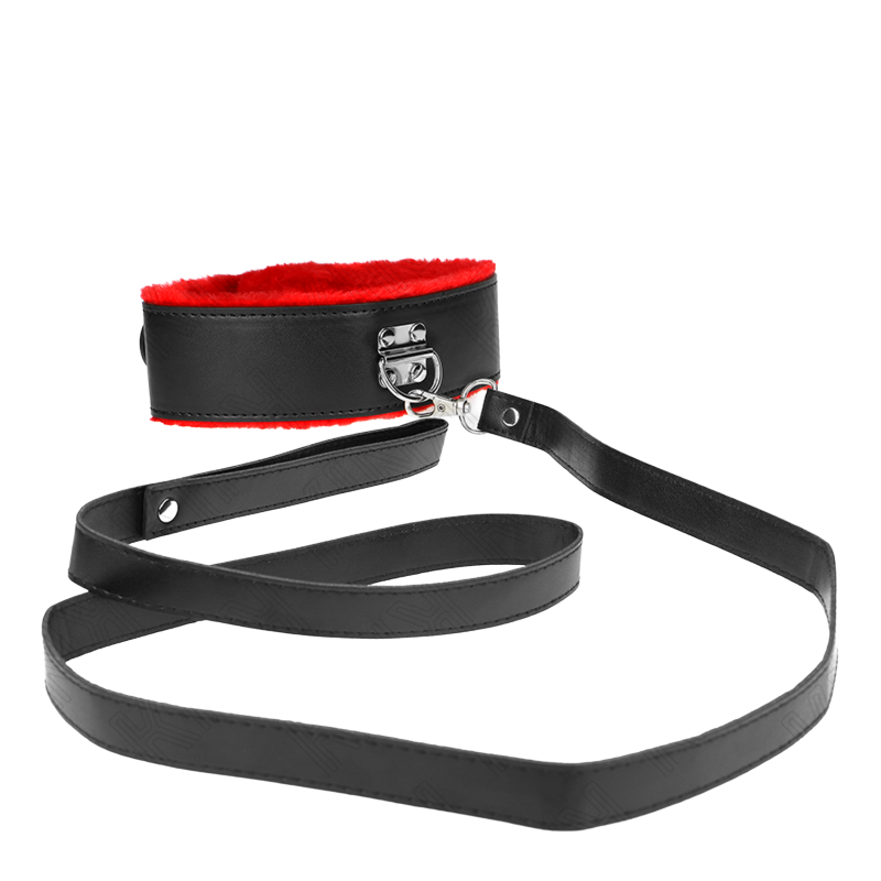 Collar con Correa con Piel Rojo