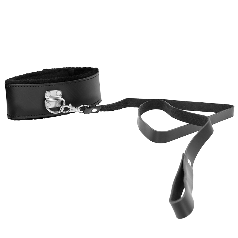Collar con Correa de Piel Negro