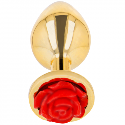 Plug Anal Dorado Rosa Roja Talla S