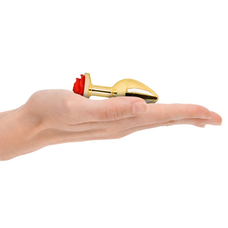 Plug Anal Dorado Rosa Roja Talla S