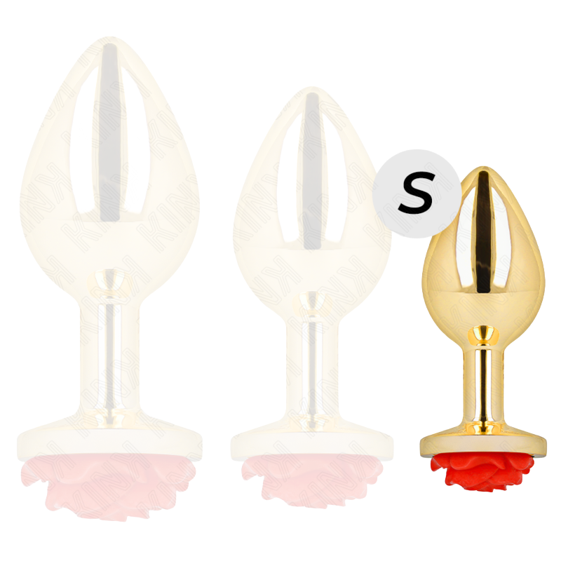 Plug Anal Dorado Rosa Roja Talla S