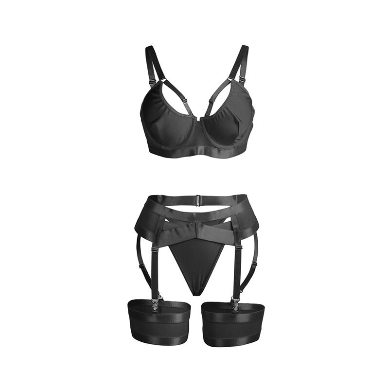 Conjunto Sujetador con Liguero Bondage Negro