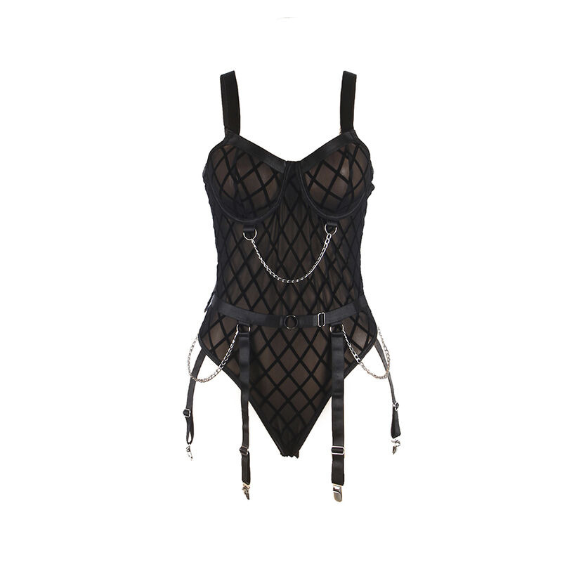 Body con Cadenas y Ligueros Negro
