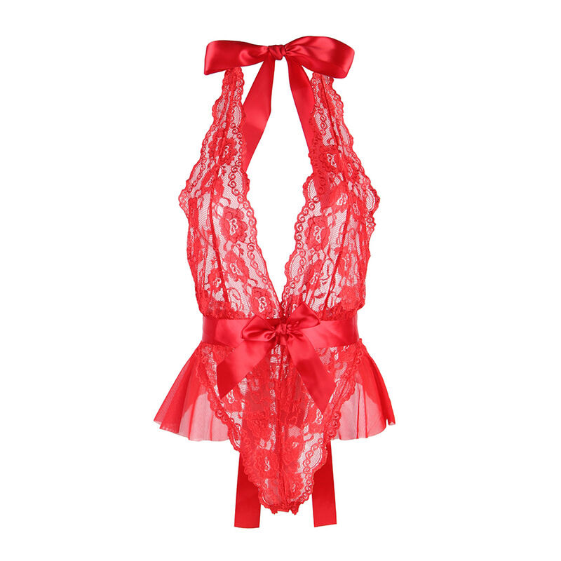 Body Sexy con Volantes y Cinturón Rojo