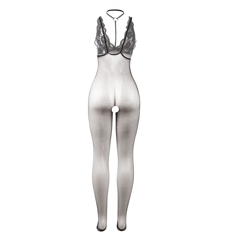 Bodystocking Crotchless Rejilla Negra TU