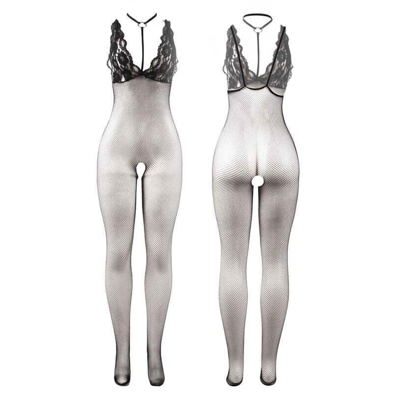 Bodystocking Crotchless Rejilla Negra TU
