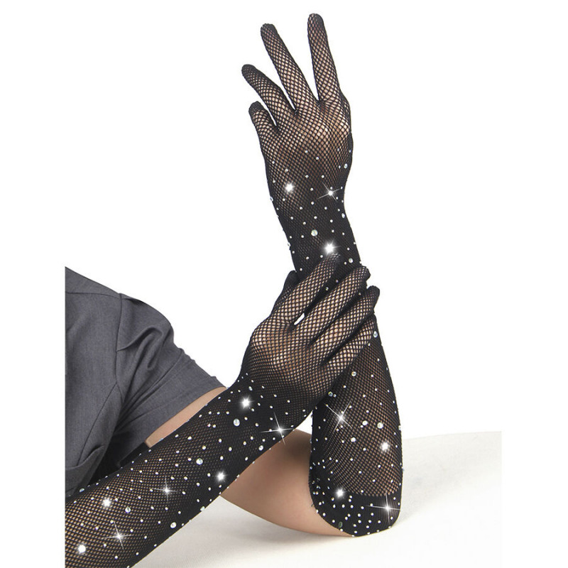 Guantes Transparentes con Brillo Negro