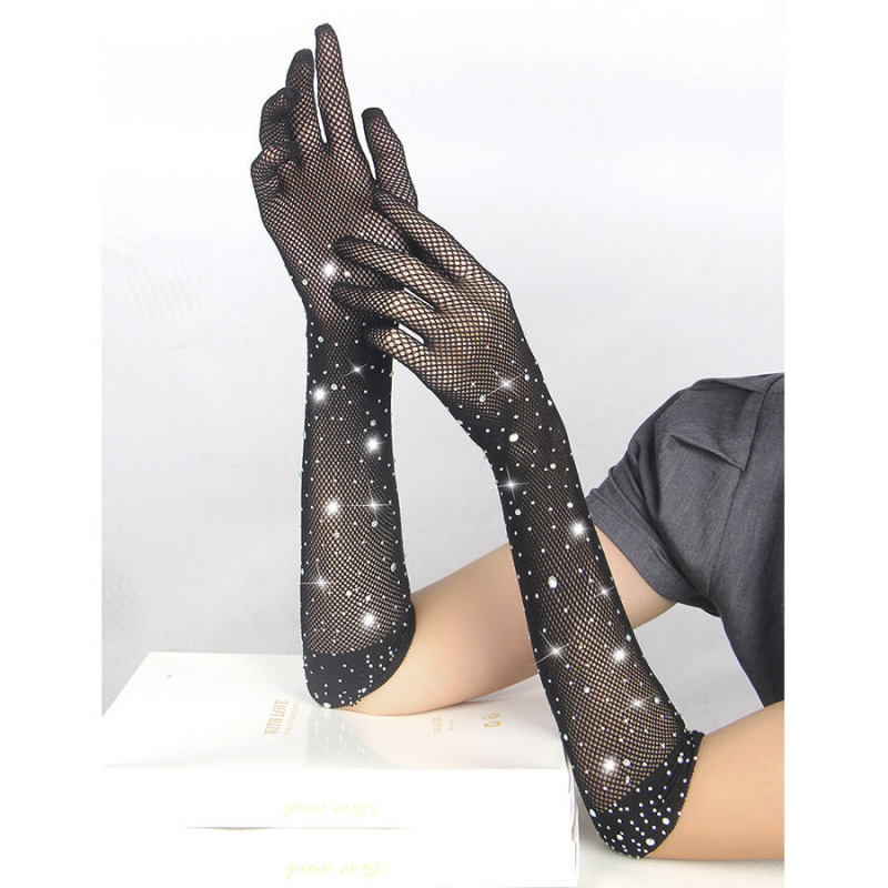 Guantes Transparentes con Brillo Negro