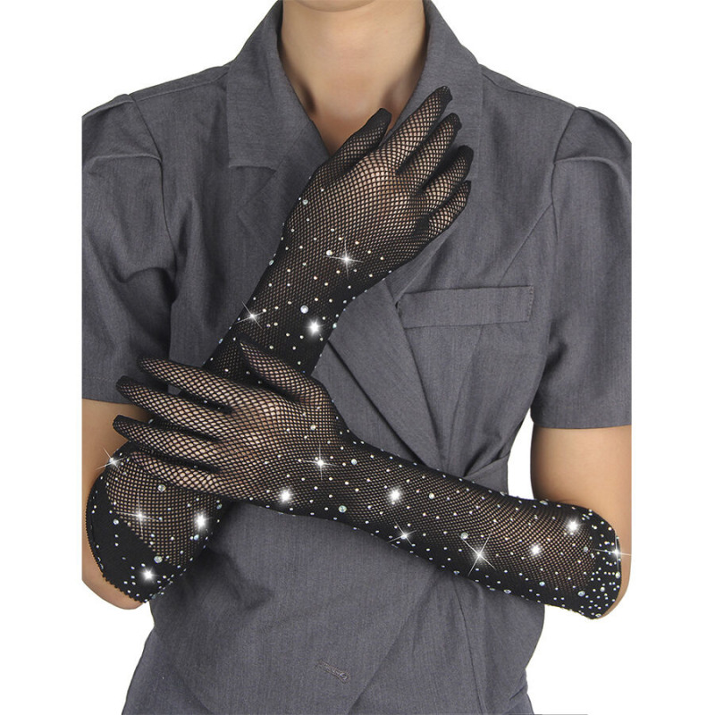 Guantes Transparentes con Brillo Negro