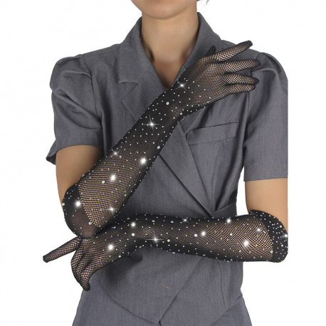 Guantes Transparentes con Brillo Negro