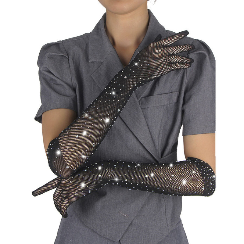 Guantes Transparentes con Brillo Negro