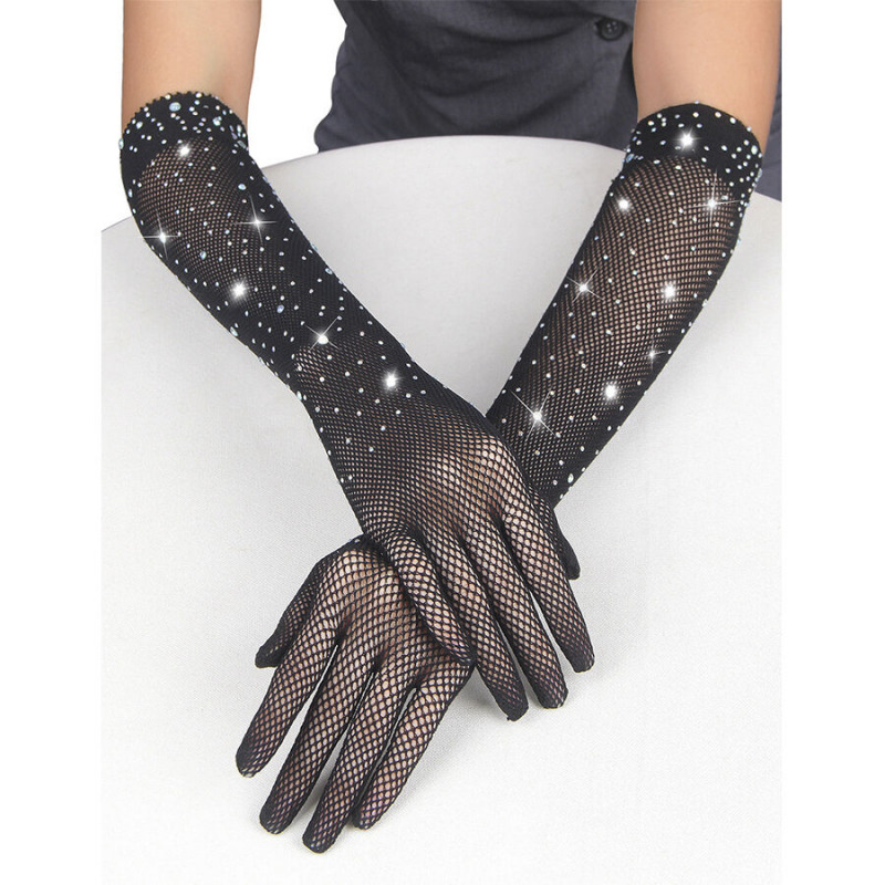 Guantes Transparentes con Brillo Negro