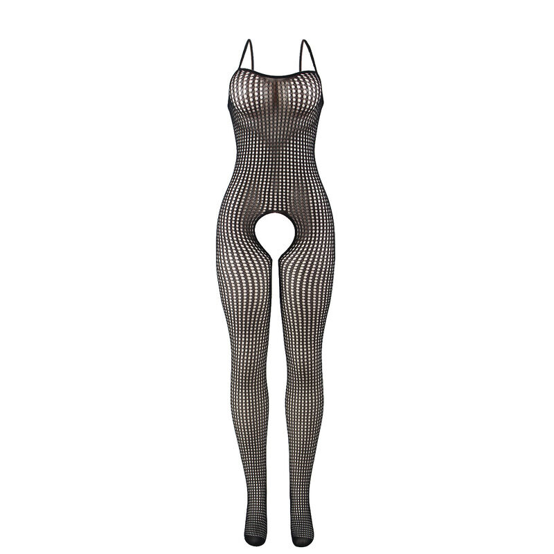 Bodystocking Crotchless de Rejilla Negro TU