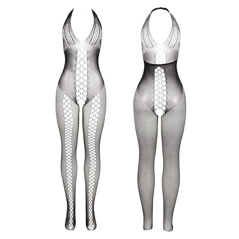 Bodystocking Espalda Abierta y Detalles Entrecruzados Negro TU