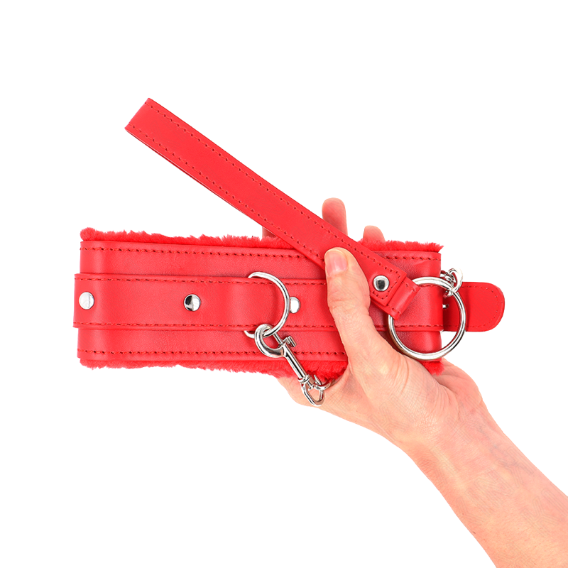 Collar con Correa con Restricciones Rojo