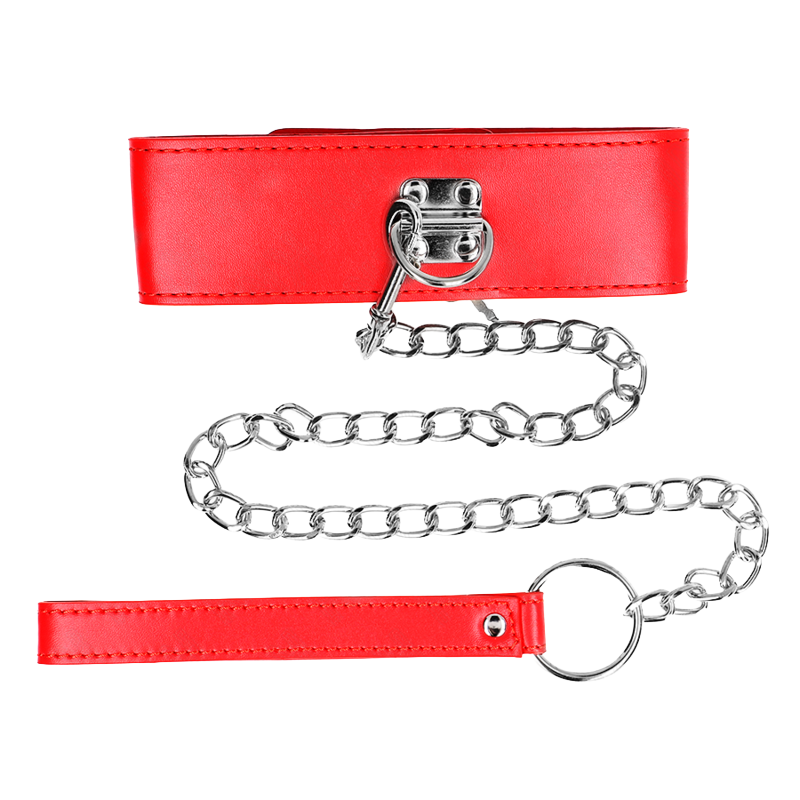 Collar con Correa Ancho Rojo