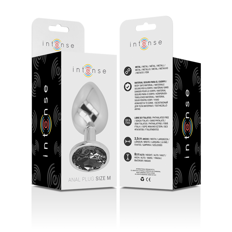 Plug Anal Metálico con Cristal Negro Talla M