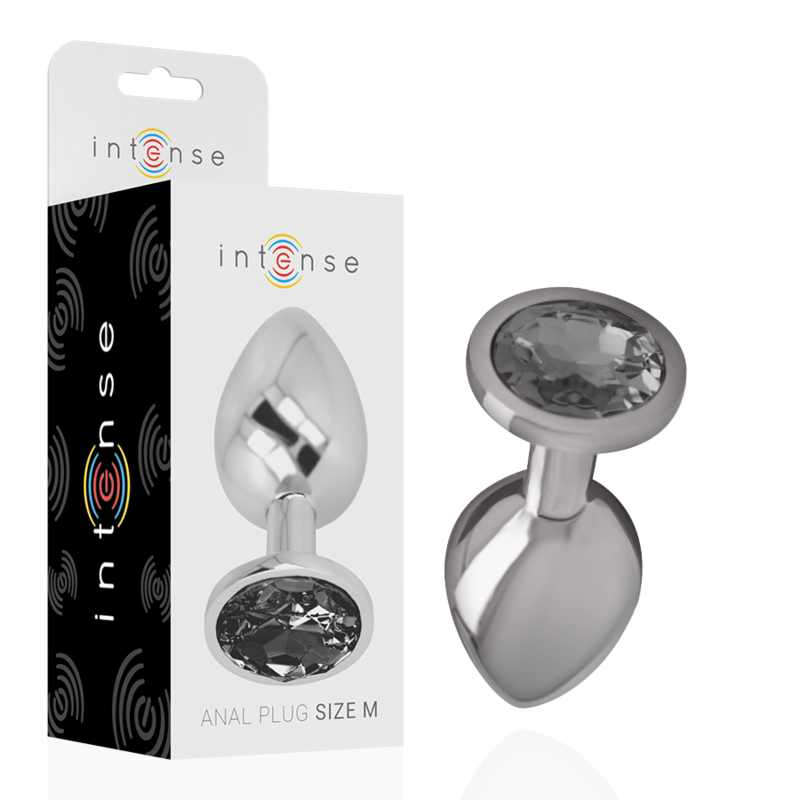 Plug Anal Metálico con Cristal Negro Talla M