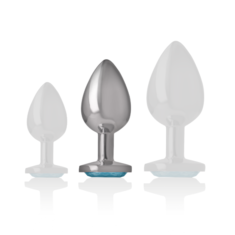 Plug Anal Metálico con Cristal Azul Talla M