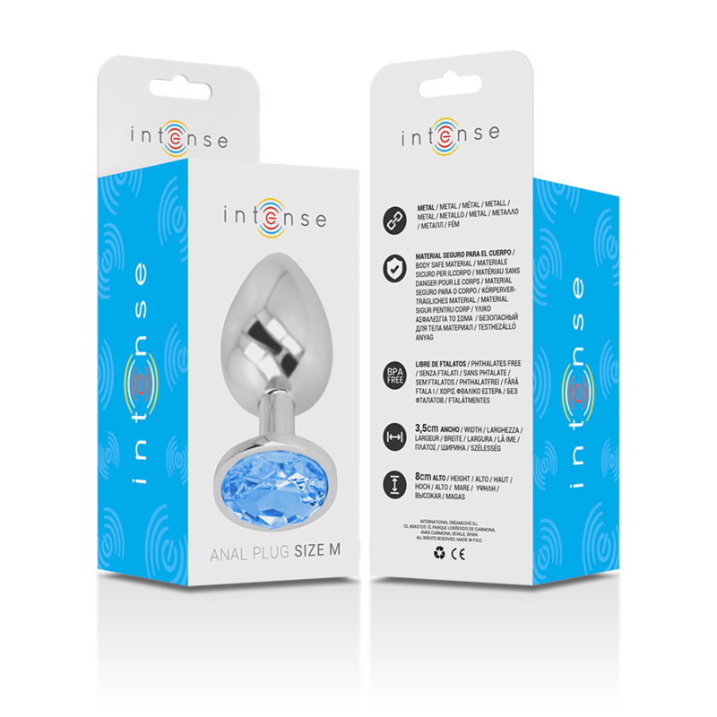 Plug Anal Metálico con Cristal Azul Talla M