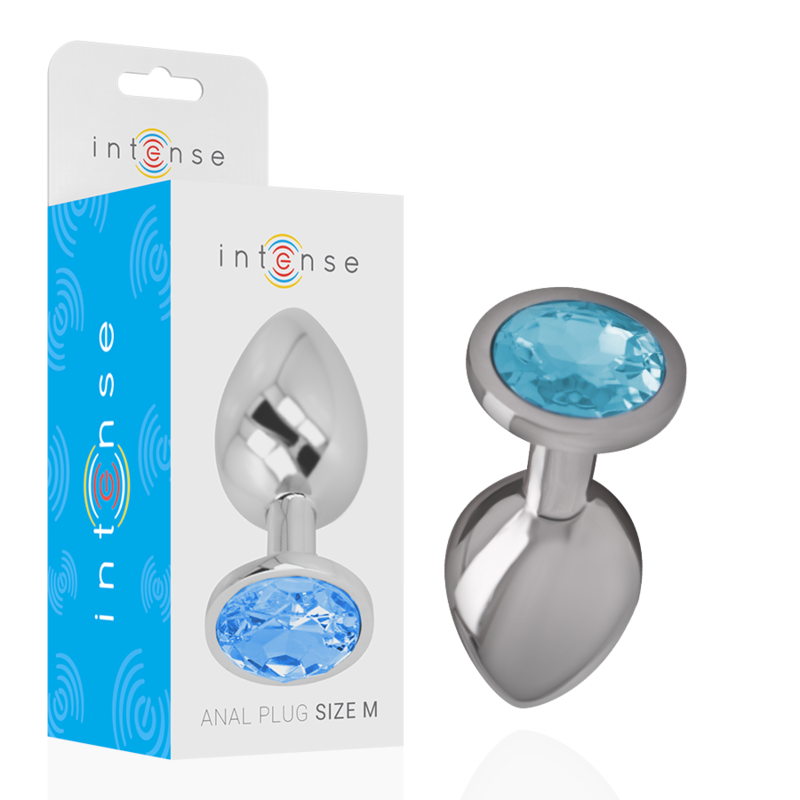 Plug Anal Metálico con Cristal Azul Talla M