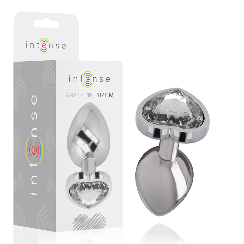 Plug Anal Metálico con Corazón Blanco Talla M