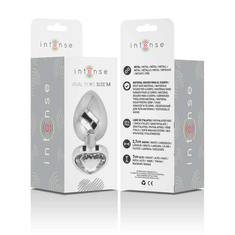 Plug Anal Metálico con Corazón Blanco Talla M