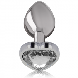 Plug Anal Metálico con Corazón Blanco Talla M