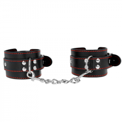Muñequeras Negro con Detalles en Rojo