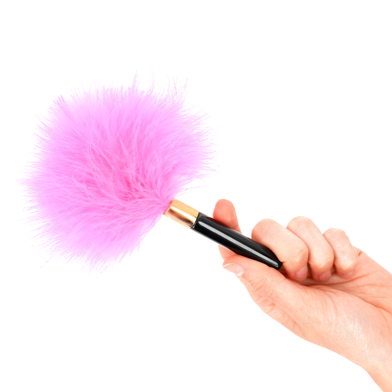 Plumas para Cosquillas Metal Dorado Fucsia