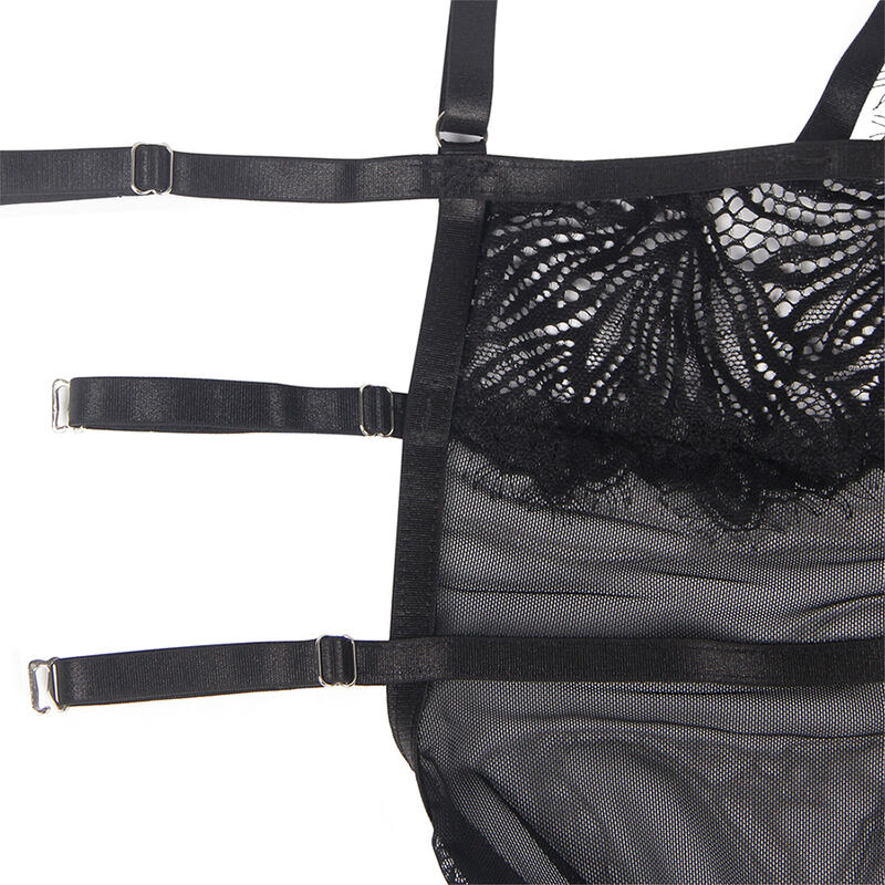 Babydoll con Tirantes Ajustables de Encaje Negro