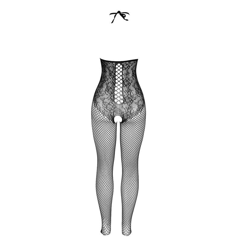 Bodystocking de Rejilla con Copa Abierta Negro