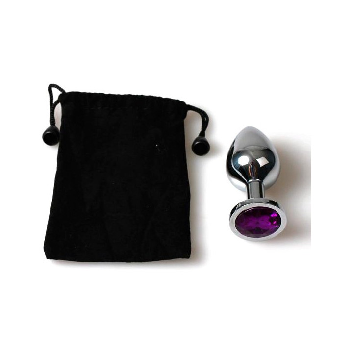 Pequeño Plug Anal Metal Morado con Bolsa