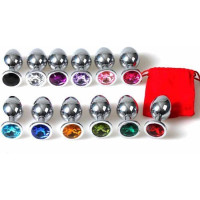 Pequeño Plug Anal Metal Morado con Bolsa