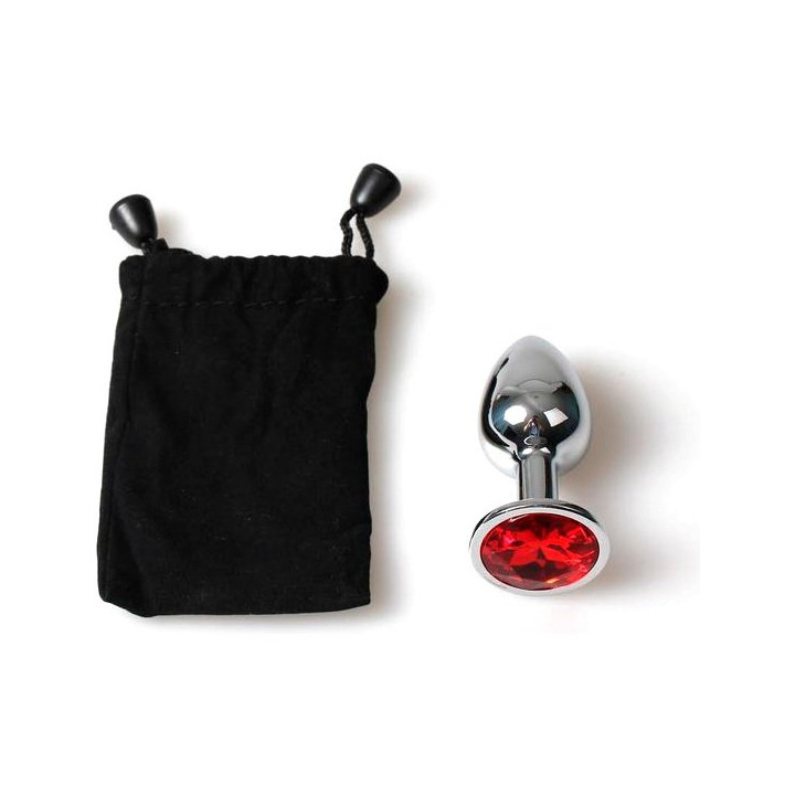 Plug Anal Metal Mediano Rojo con Bolsa