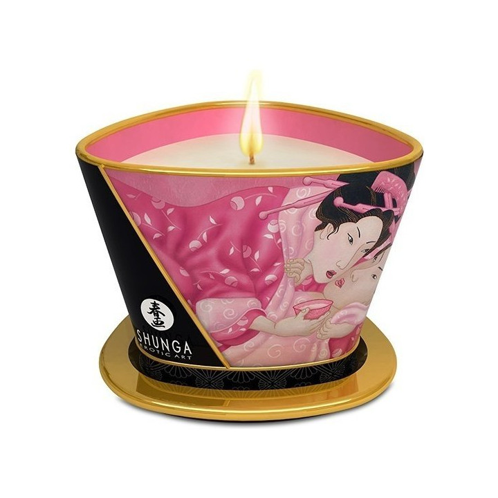 Shunga Vela de Masaje Rosa Afrodisiaca