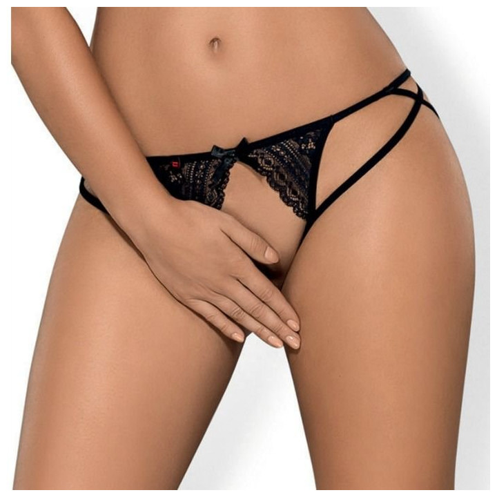 Tanga Negro con Apertura Picantina