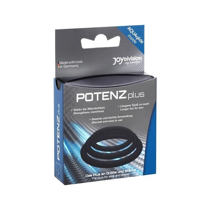 Potenzplus Kit de 3 Anillos Pene Negro