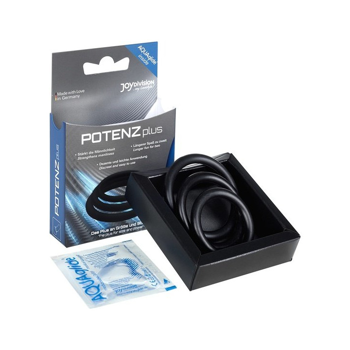 Potenzplus Kit de 3 Anillos Pene Negro