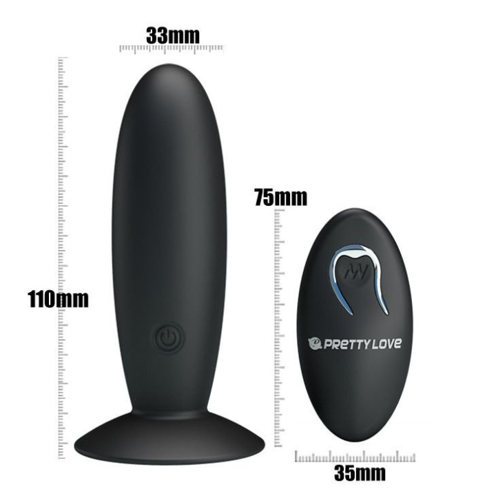 Bottom Plug Anal Recargable con Vibración y Mando Negro