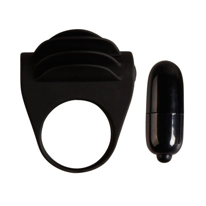 Chester Anillo Pene Vibrador Silicona Negro