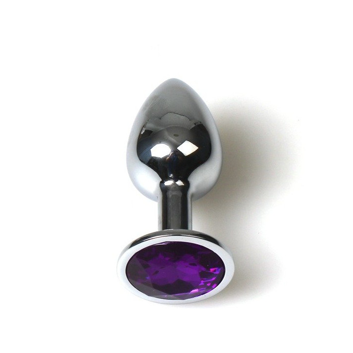 Pequeño Plug Anal Metal Morado con Bolsa