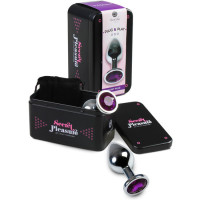 Pequeño Plug Anal Metal Morado con Bolsa