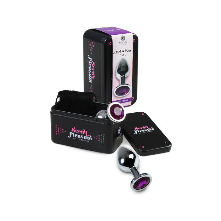 Pequeño Plug Anal Metal Morado con Bolsa
